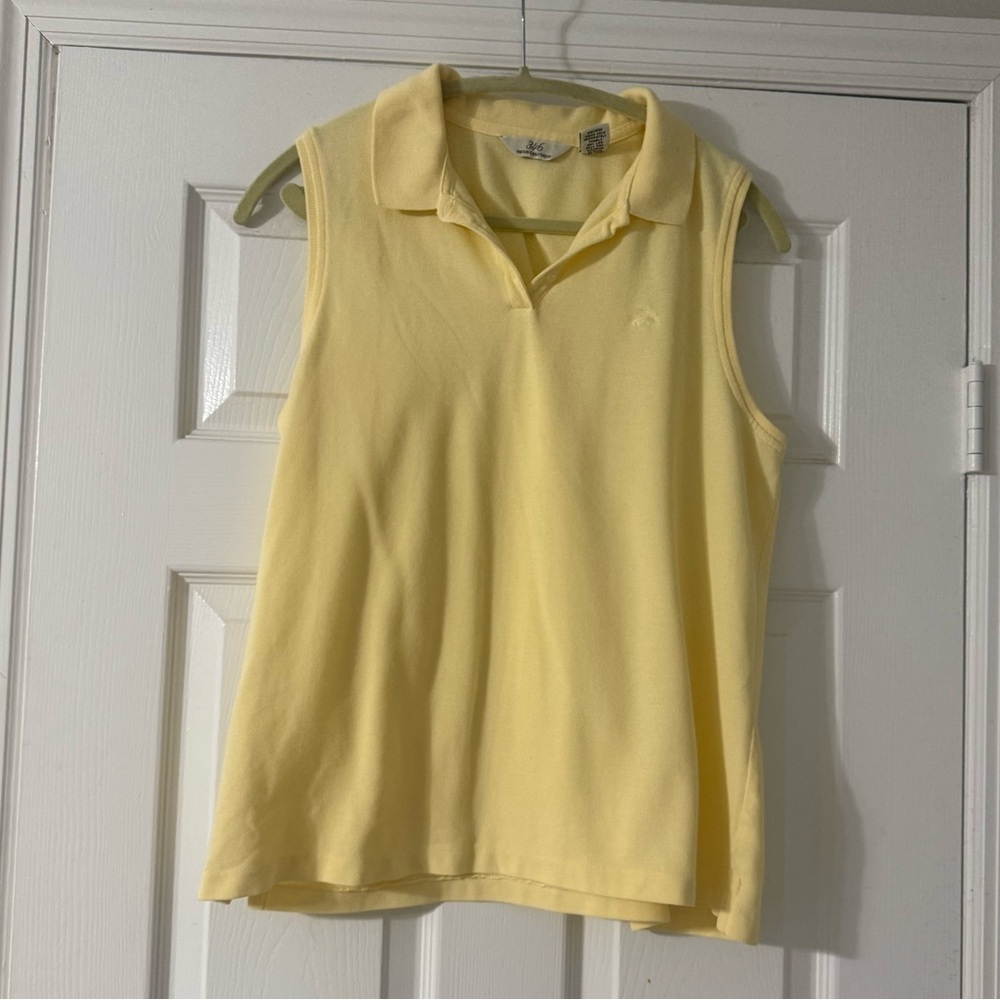 Brooks Brothers Yellow large Sleeveless Polo Cotton Preppy Golf‎ Tennis